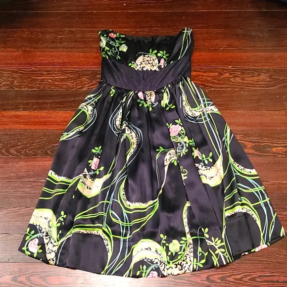 Plenty by Tracy Reese | Dresses | Plenty Tracy Reese Black Floral Silk  Strapless Dress | Poshmark